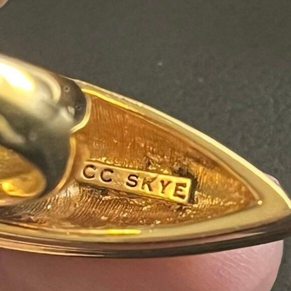 C C SKYE Pave Sparkling Bling Spear Wide Gold Plated Ring size 6.25 - Picture 7 of 7